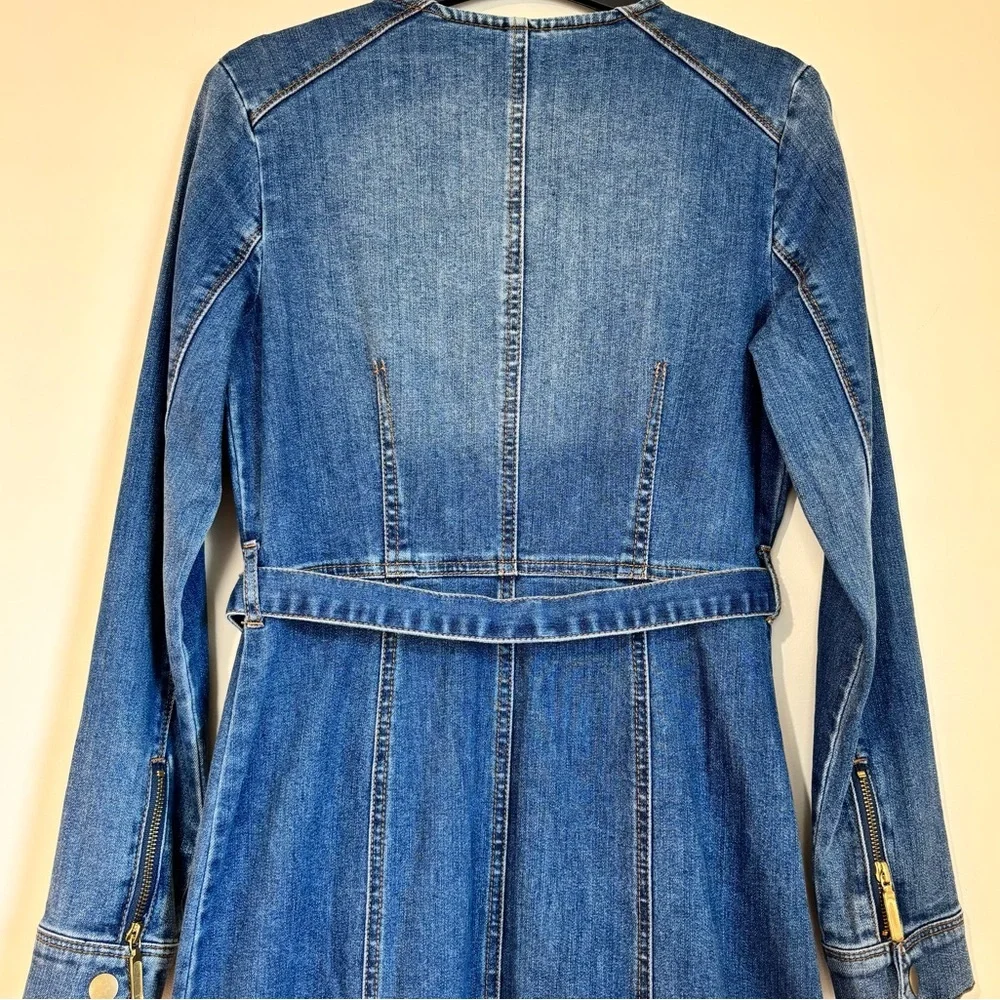 BWT INC International Concepts denim blue shirtdress gold zipper trench dress 2 - Picture 9 of 16